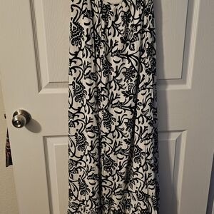 LOFT Black and White Patterned Maxi Dress